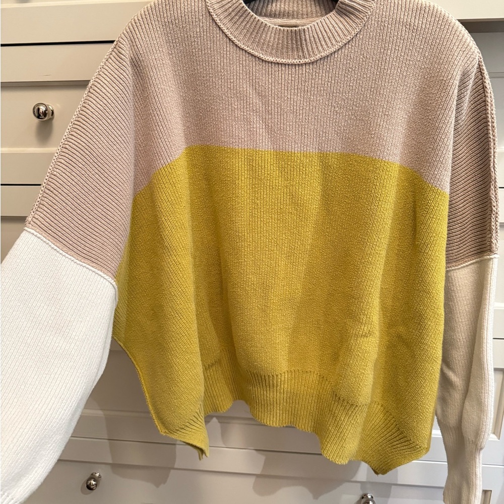 Colorblock Sweater in Yellow, Cream, and Tan